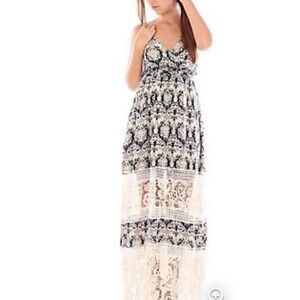 Anthropologie Sunday in Brooklyn, Blue and Cream Lace Maxi Dress